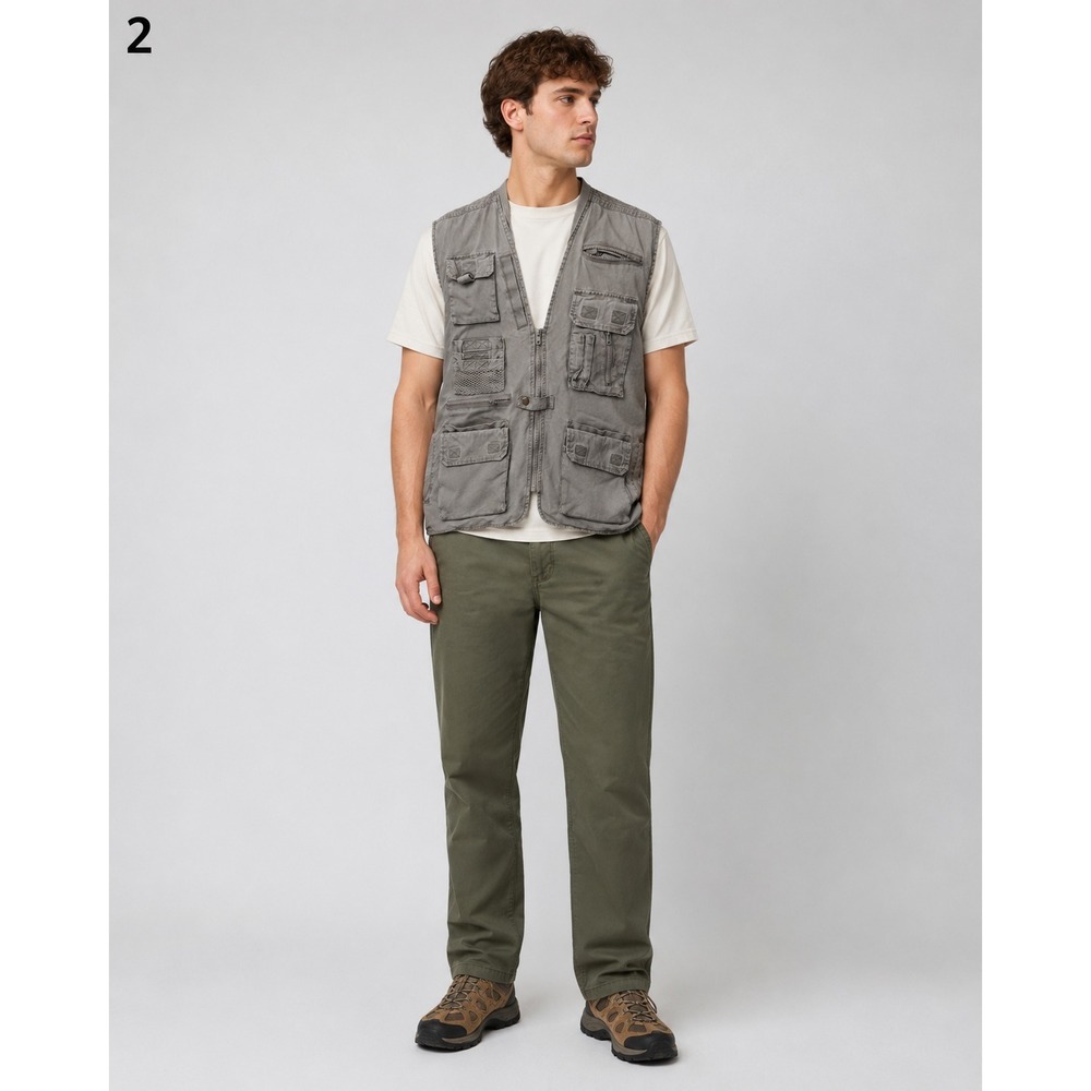Outback Fishing Vest Mens Large Cotton Tan Canvas Pockets Vented Vintage